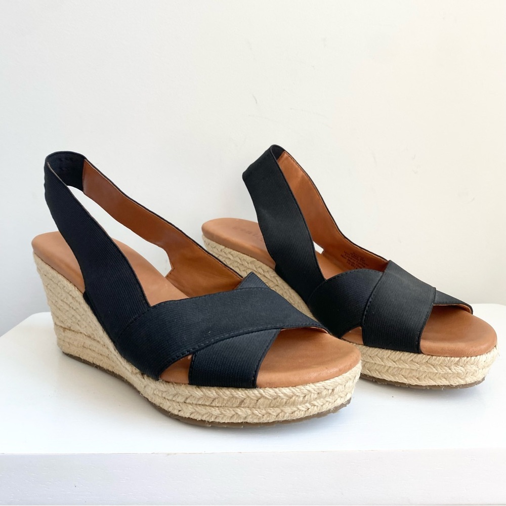 gentle souls by Kenneth Cole wedge espadrilles sandals black size 8